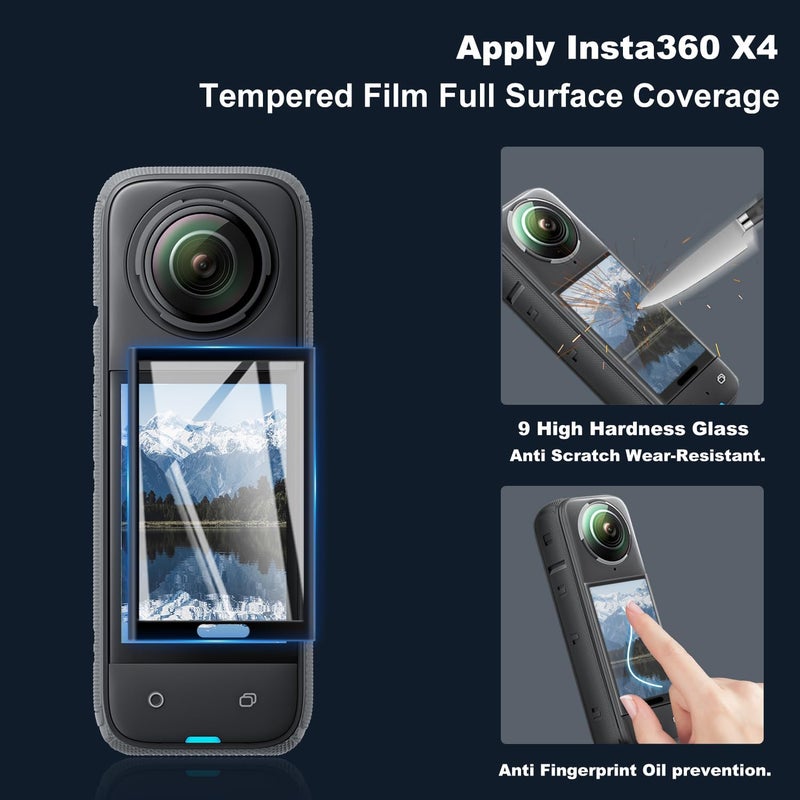 Vasgather Camera Accessory Kit for Insta 360 X4 - Lens Guards, Silicone Case, Camera Case,Screen Protectors (Black, Unisex) - Image 2